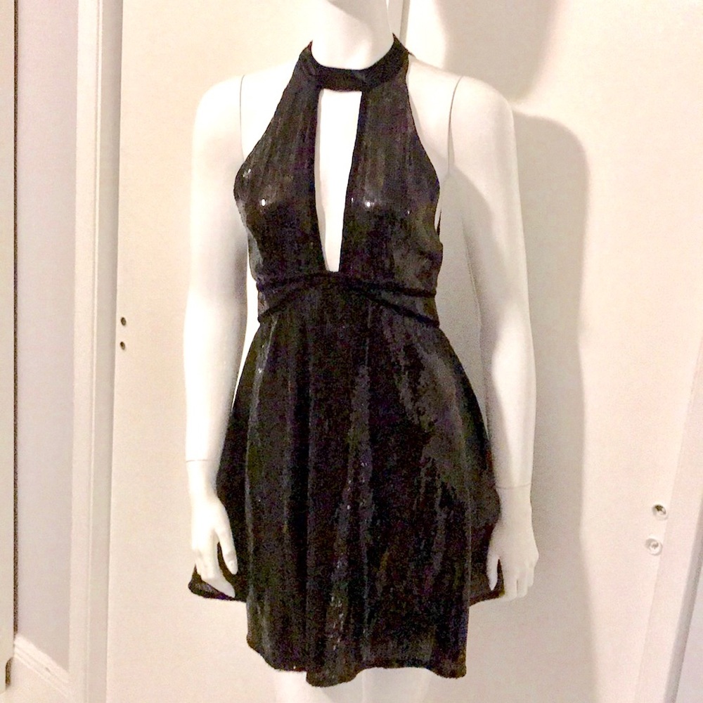 Free People Black Noir sequins dress